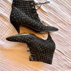 Saint Laurent Black Studded Women's Ankle Boots